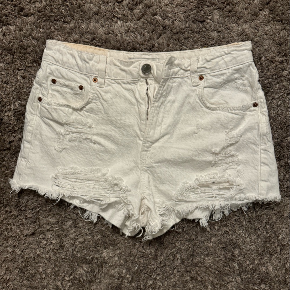 Zara white ripped shorts